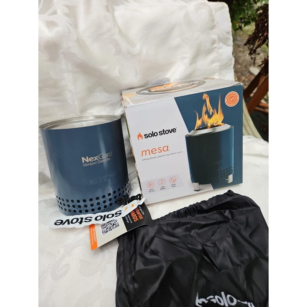 SOLO STOVE Mesa Tabletop Fire Pit Patio Camping‎ Dual Fuel Blue Nex Gard NEW